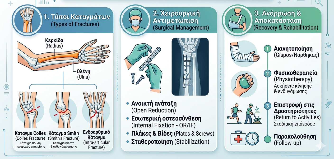 Κάταγμα Κερκίδας: Τύποι, Χειρουργείο, Ανάρρωση